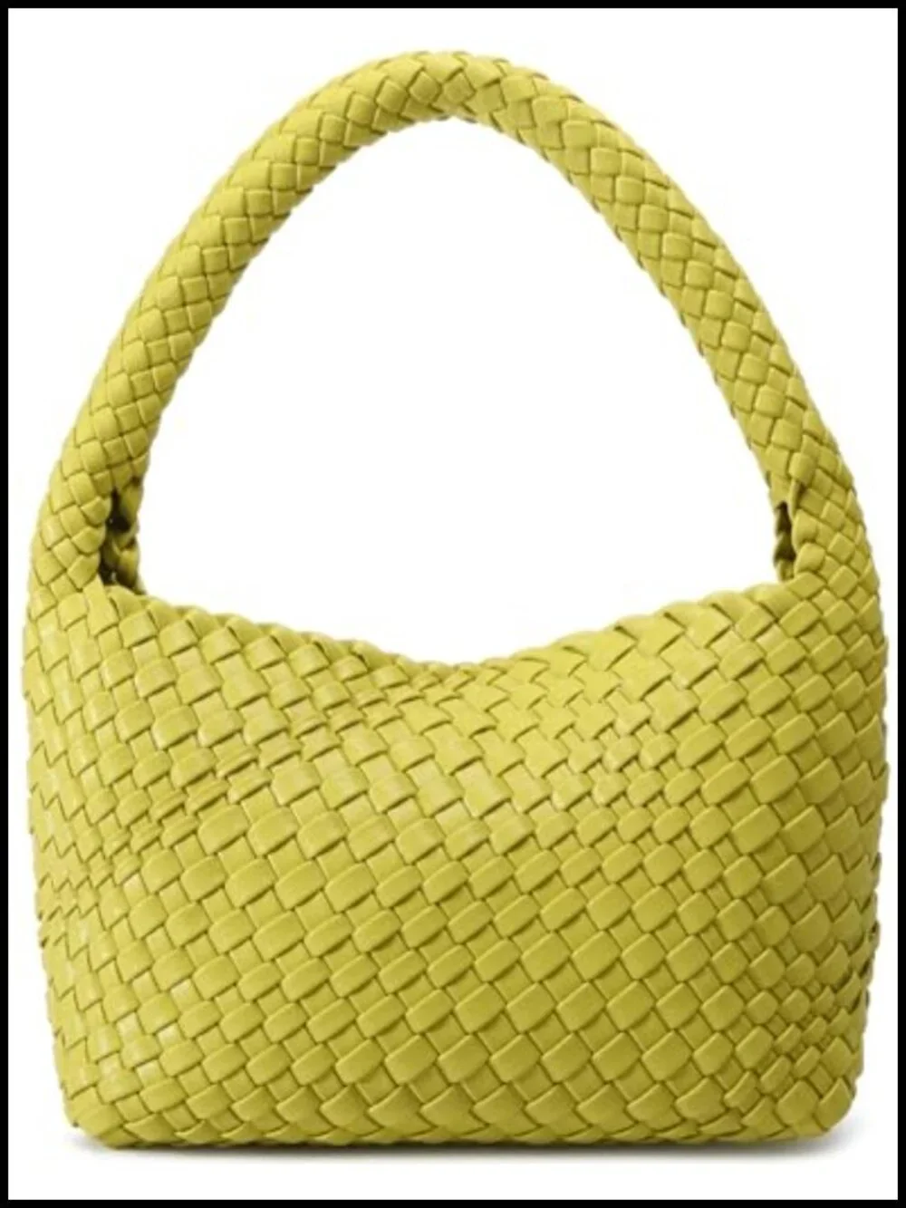 Women's Woven Vegan Leather Hobo Shoulder Bag Tote, Small